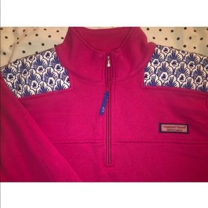 Pink and blue Vineyard Vines quarter zip